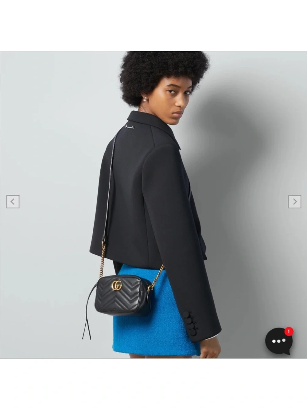 Gucci Black Chevron Matelassé GG Leather Crossbody Camera Bag